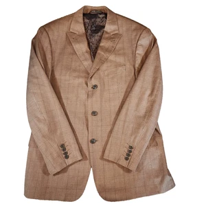 MECCA  Morton Superior 150s  size 46 Brown Plaid Performance 65 Poly/35 viscose - Picture 1 of 8