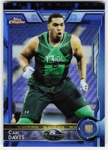 2015 Topps cromo refractor azul Carl Davis novato #195 Ravens RC/199 - Imagen 1 de 2