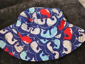 Handmade Reversible Kids Sun Hat with Whales NEW 18-36 months (large) - Picture 1 of 5
