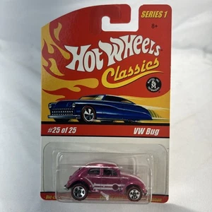 Hot Wheels Classics Series 1 2004 Pink VW Bug Toy Car #25/25 Volkswagen Mattel - Picture 1 of 5