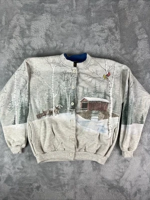 Vintage Cabelas Sweater Women Small Winter Christmas Birds Outdoors AOP Foto 1 de 4
