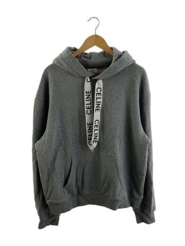 CELINE felpa con cappuccio XL cotone GRIGIO plain 2Y468670Q