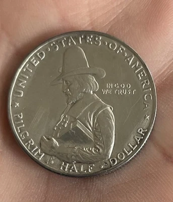 1920 Pilgrim SILVER Commemorative Half Dollar, Solid Gem BU 🔥🔥 - Image 1 of 4