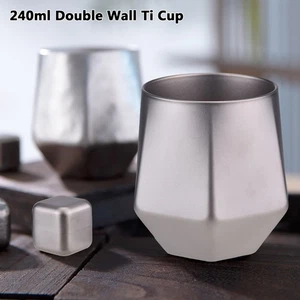 Taza Ti aislada de doble pared 240 ml para camping al aire libre con cubitos de hielo Ti JFZX - Imagen 1 de 18