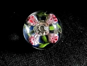 Ancien bouton en verre réhaussé d'un faux diamant XIX ou XXe siècle fantaisie - Foto 1 di 5