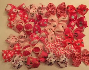 Medium Pink Print Dog Bows Dog Grooming Bows Top quality Ribbons Handmade USA
