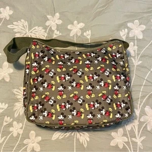 Disney Olive Green Mickey Mouse Nylon Shoulder Bag 10x11x4” NWOT - Picture 1 of 9