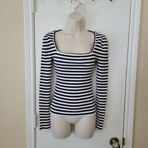 J.Crew Ribbed Striped Square Neck Tee NWT XS - Picture 1 of 9