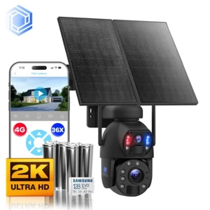 Construction Site Camera 4G Sim Card 36X Zoom 2K Solar 360 View Outdoor Battery - Picture 1 of 18