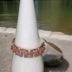 Bomb Party RBP5943 "Linked In Love" Rose Quartz Cz Rose Gold Plating Size 10 - Picture 1 of 3