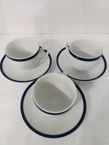 Juego de 3 juegos de tazas y platillos Williams Sonoma Brasserie azul usados en excelente estado - Imagen 1 de 6
