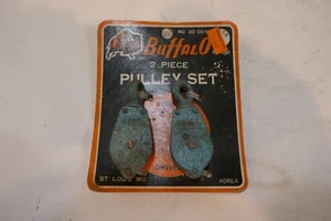 Vintage Buffalo Brand 2 PC Single line blue pulleys  New on Card - Picture 1 of 4