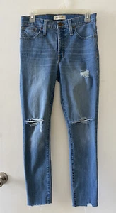 Madewell 9" High-Rise Skinny Jeans Raw Hem Distressed Women’s 27 Style H5789 - Picture 1 of 12