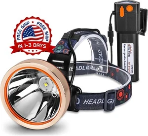 Lámpara LED Recargable De Cabeza Luz De La Cabeza Linterna Para Pescar Camping - Imagen 1 de 8