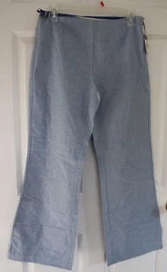 NWT Vtg Y2K tommy Tommy Hilfiger Juniors 7 Cotton/Linen Blue Flare Pants 1999 - Picture 1 of 11