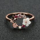 1Pc Butterfly Flower Ring Size 8 Micro Set Zircon Pearl Ring