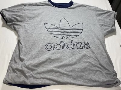 Vintage Y2K Unique Double Layered Reversible Large Logo Adidas Shirt XL Gray - Image 1 of 4
