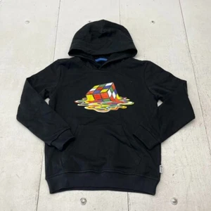 Black Melted Cube Graphic Print Hooded Sweatshirt Boys Size Medium (8-10) - Picture 1 of 5
