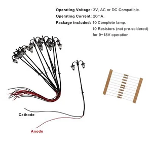 10pcs Model Railway Two-heads 1:87 Street Light Lamps HO Scale 2.36In Warm LEDs - Picture 1 of 6