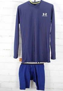 UNDER ARMOUR Set HeatGear Long Sleeve Shirt  Youth Boys M Blue - Picture 1 of 10