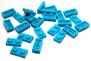 Lego - Lot of 24 - Mid Azure Blue, Plate 1 x 2 - Picture 1 of 1