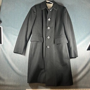Banana Republic Womens Trench Coat Small Black Lined Wool Long Sleeve Collared - Picture 1 of 13