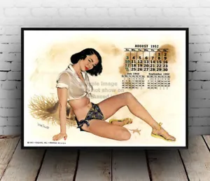 Calender girl: Vintage pin up 1952 artwork , Wall art ,poster, Reproduction. - Picture 1 of 2