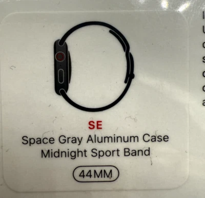 Apple Watch Series SE 44mm Space Gray Aluminum Case Midnight Sport Band New - Image 1 of 4