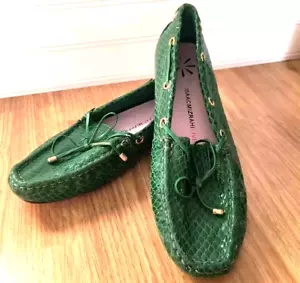 Mocasines Isaac Mizrahi DRIVER, para mujer talla 6,5 cuero de piel de serpiente verde - Imagen 1 de 10