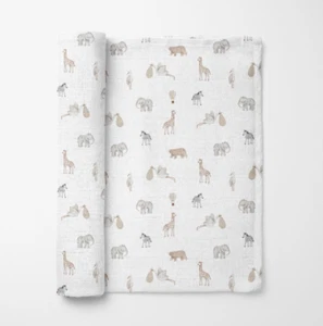 Safari Tiere & Storch Bio Bambus Baby Musselin Swaddle Decke Tuch Geschenk - Bild 1 von 3