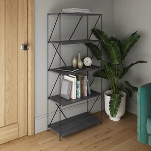 4 Tier Bookcase Storage Display Shelving Unit Bookshelf Shelves Stand Grey - Picture 1 of 7