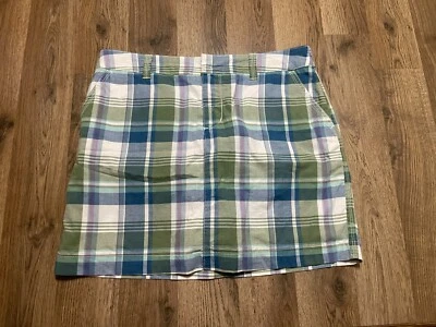 Sonoma Skort, женский размер 10, зеленый белый, клетчатый, мини, юбка - Изображение 1 из 4