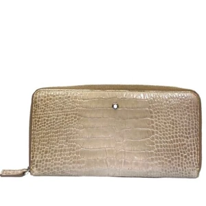 Montblanc Wallet Long Round Zipper White Star Leather Beige Men Original Accessr - Picture 1 of 10