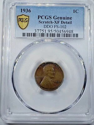  1936-P Lincoln Wheat Cent 1c FS-102 DDO PCGS XF DETAILS Scratch True View  - Image 1 of 4