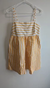 J Crew Factory neu imaginiertes Sommerkleid orange/weiß gestreift Midi Taschen hinten zum Binden 6 - Bild 1 von 8