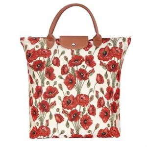 Signare Tapestry Poppy Foldaway Bag Foldable Reusable Shopping Bag - Picture 1 of 8