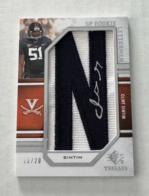 Clint Sintim 2009 UD SP Threads Rookie Lettermen N Auto 10/20 Virginia Cavaliers - Image 1 of 4