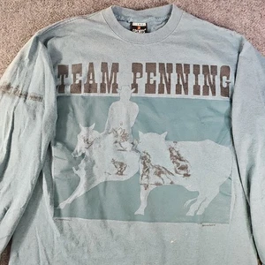 Team Penning Pferde Cowboy Vintage Langarmshirt Horsin Around Faded Large  - Bild 1 von 13