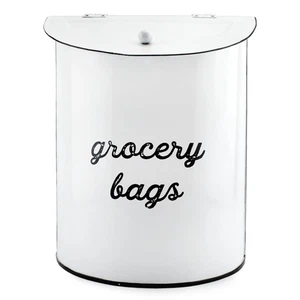 Rustic Grocery Bag Holder; Wall-Mounted Vintage Enamelware Farmhouse Style Pl... - Foto 1 di 9