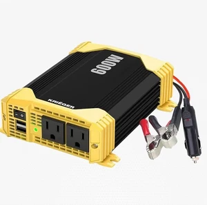 Krieger Inverter di Potenza 600 Watt per Veicoli, da 12V a 110V, Caricabatterie da Auto con... - Foto 1 di 9