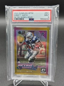 2022 Donruss Optic #RS1 Emmitt Smith Retro Series - Gold #02/10 SSP PSA 9 Mint - Bild 1 von 2