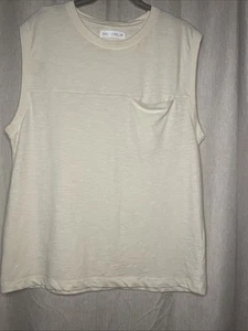 Zara Tank Top Shirt Unisex Kids Ivory Size 13-14/164 cm - Front Pocket - Picture 1 of 3