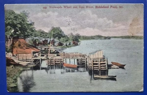 Bidderford Pool, ME. Postal de Norwoods Wharf and Saco River - 1907 - Imagen 1 de 2