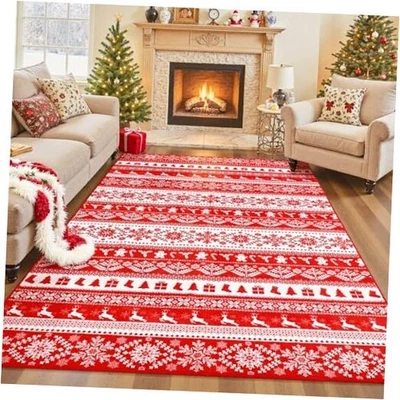 Tapetes de área de Natal para sala de estar, 5x7 pés laváveis antiderrapantes internos e externos  - Imagem 1 de 4