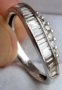 18Ct White Gold Diamond Cluster Split Eternity Wedding Dress Ring Size K/L 3.63g - Picture 1 of 12