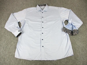 Eton Vestito Camicia Uomo 17,75 45 Azzurro Vestibilità Classica Contrasto Bordo Paisley - Foto 1 di 10
