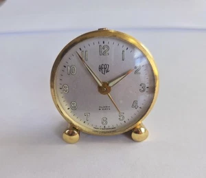 Swiss Herz Art Deco Alarm Desk Illuminating Clock 8 Days Brass Works - Picture 1 of 14