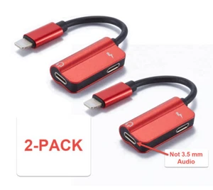 2 Pack Headphone Jack AUX Splitter Adapter n Charger For iPhone - Picture 1 of 6