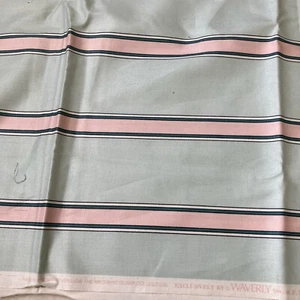 Waverly Huron Screen Print 100% Cotton Pink Turquoise Striped Scotchgard 2 yards - Picture 1 of 5