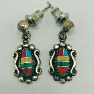 Vintage Sterling Silver Drop Earrings Danglers Pierced Southwest WMCO Wheeler - Picture 1 of 5